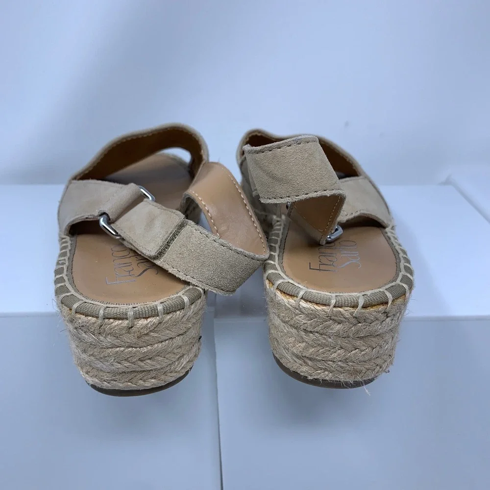 Franco Sarto Womens 7.5M Tan Suede Leanne Espadrille Wedge Sandals
